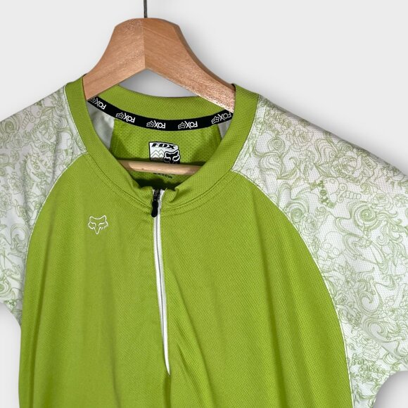 FOX Racing Jersey Woman's XL Green Breathable Back Pocket Cycling Performance - Picture 3 of 10
